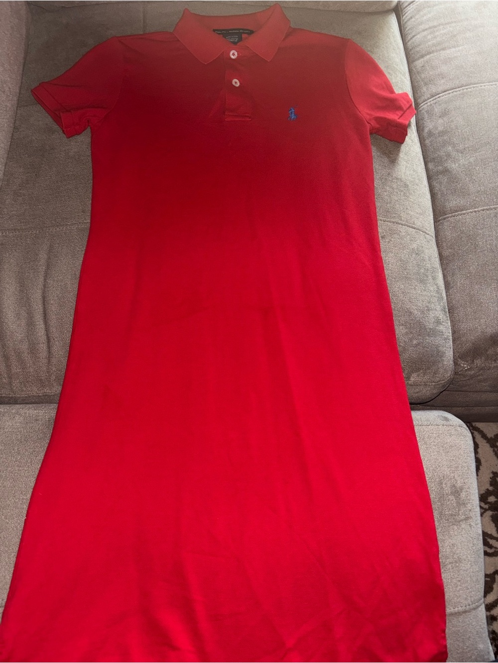 Ralph Lauren Red Polo Shirt Dress with Blue Logo